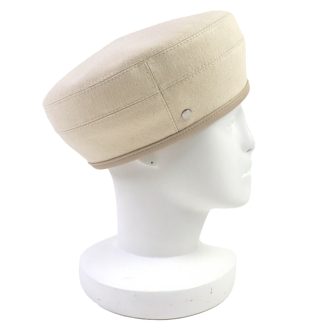 Excellent HERMES beret Saint Honoré Serie Button Denim cotton Women 58 222017N