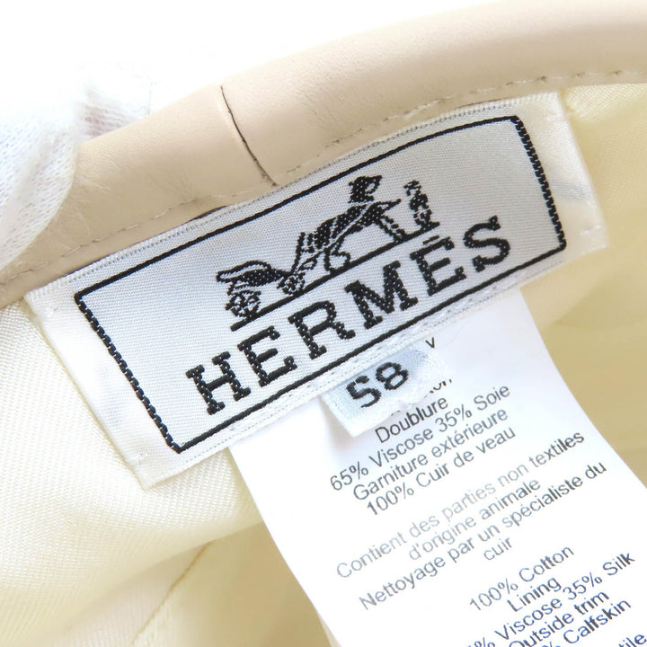 Excellent HERMES beret Saint Honoré Serie Button Denim cotton Women 58 222017N