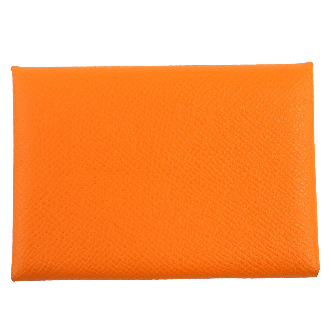 HERMES コインケース カルヴィ デュオ カードケース オレンジ エプソン レザー レディース