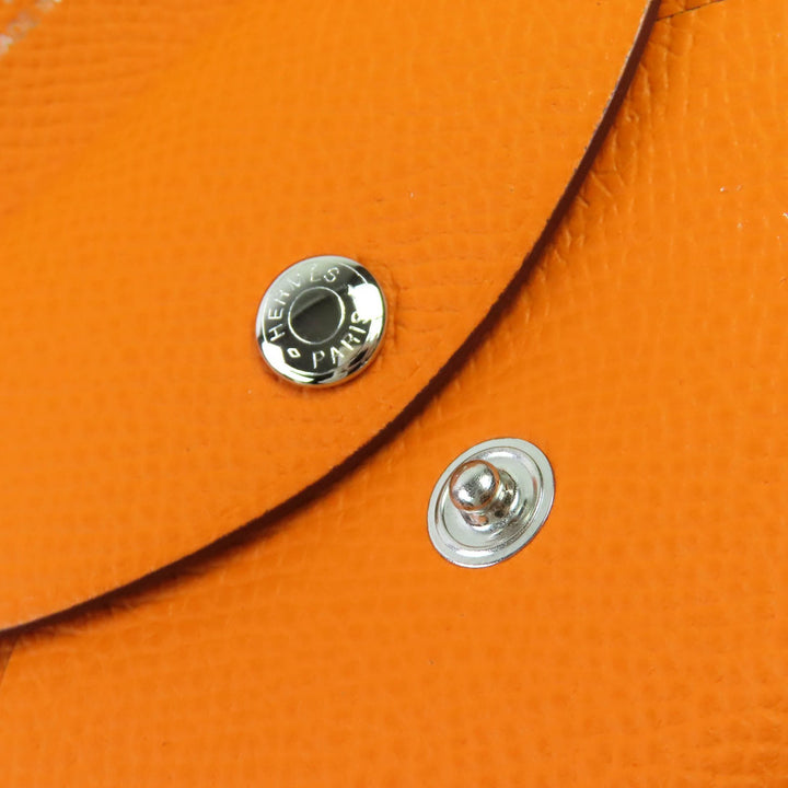 HERMES コインケース カルヴィ デュオ カードケース オレンジ エプソン レザー レディース
