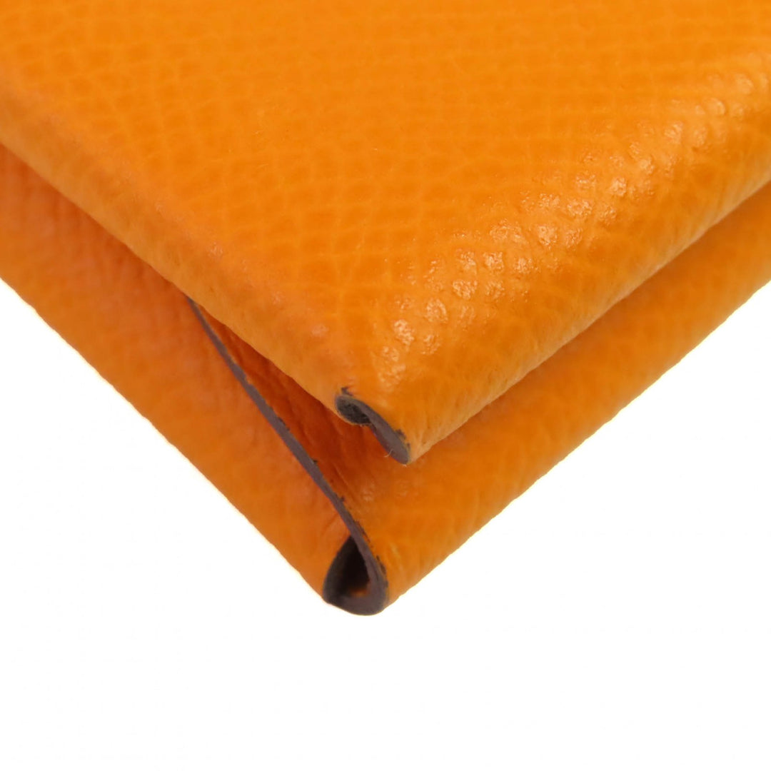 HERMES コインケース カルヴィ デュオ カードケース オレンジ エプソン レザー レディース