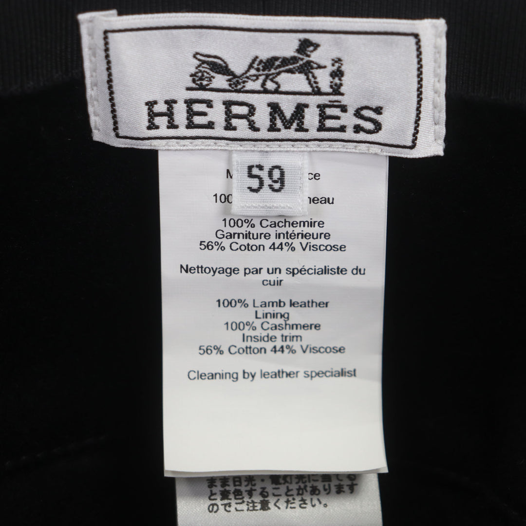 HERMES 帽子 グレナン バケットハット ブラック 羊革 メンズ