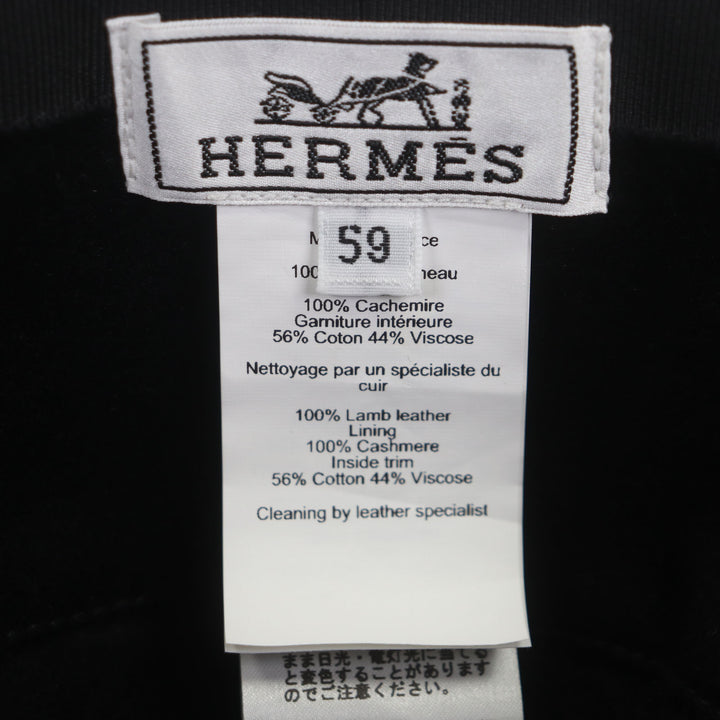 HERMES 帽子 グレナン バケットハット ブラック 羊革 メンズ