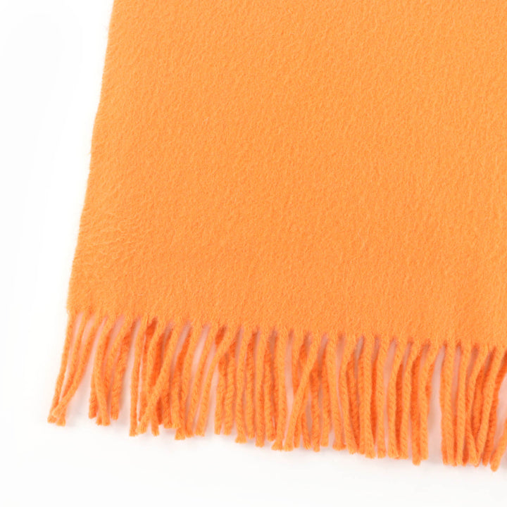 非常に良い HERMES スカーフ 刺繍ロゴ入り大判ショール/ストール オレンジ カシミア