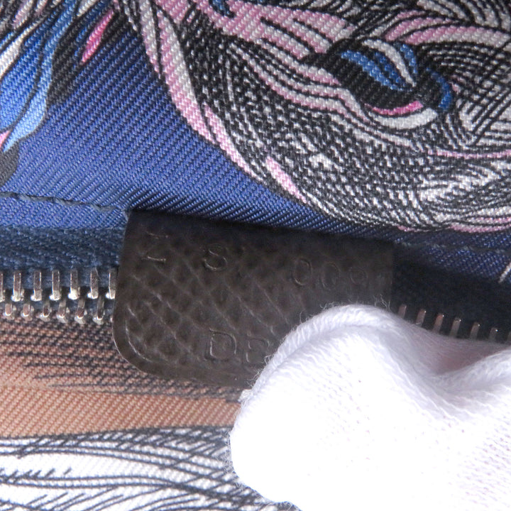 Great HERMES Purse Azap Long Silk Inn Round zip wallet Ebene Silver Epsom