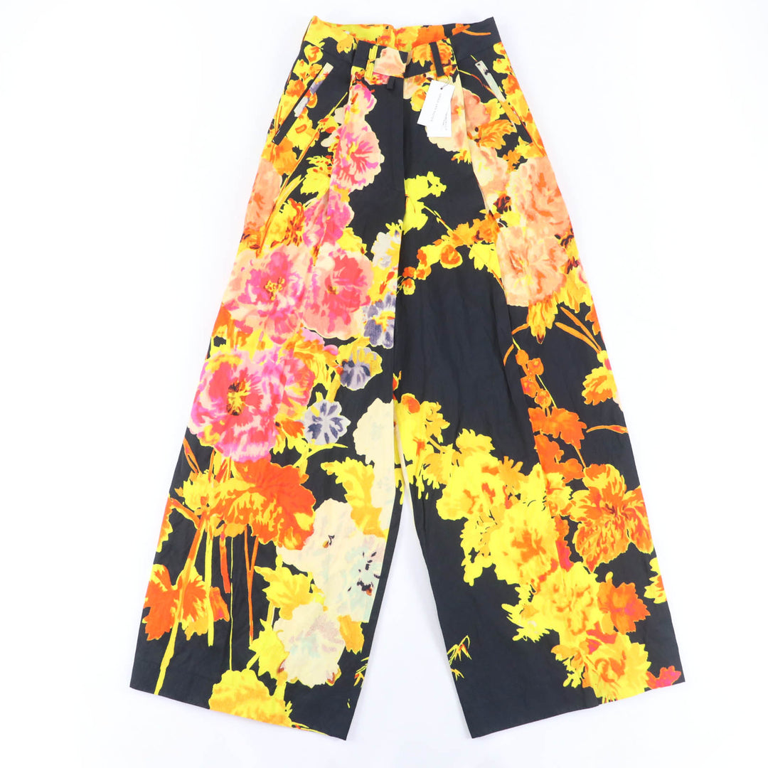 Pristine DRIES VAN NOTEN Podium Floral Wide Leg Trousers by Christian Lacroix 34