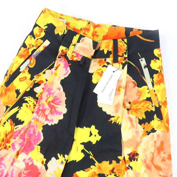 Pristine DRIES VAN NOTEN Podium Floral Wide Leg Trousers by Christian Lacroix 34