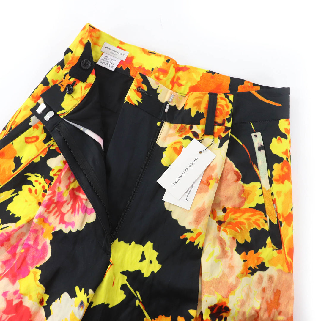 Pristine DRIES VAN NOTEN Podium Floral Wide Leg Trousers by Christian Lacroix 34