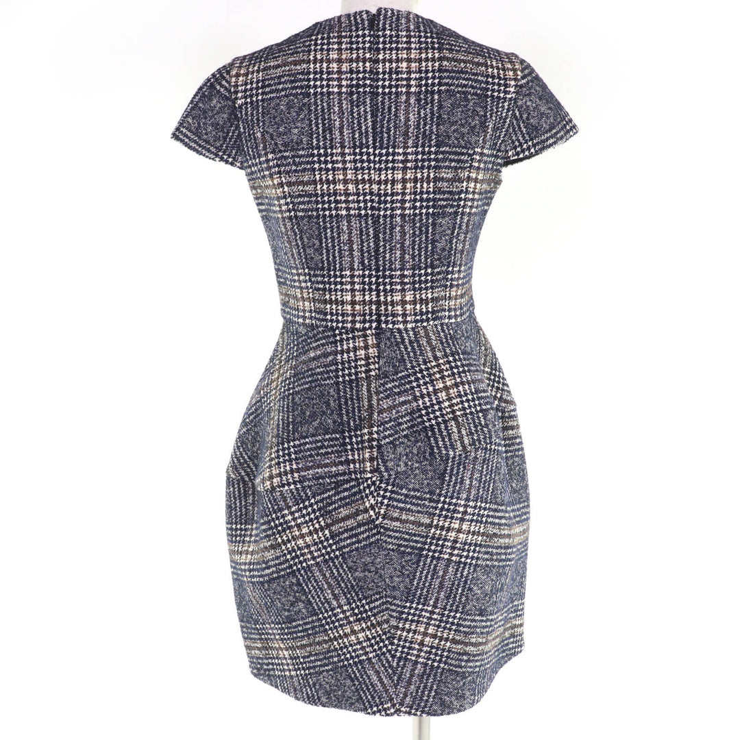 Excellent YOKO CHAN one piece Glen Check Balloon Dress Navy 38 YCD-620-657