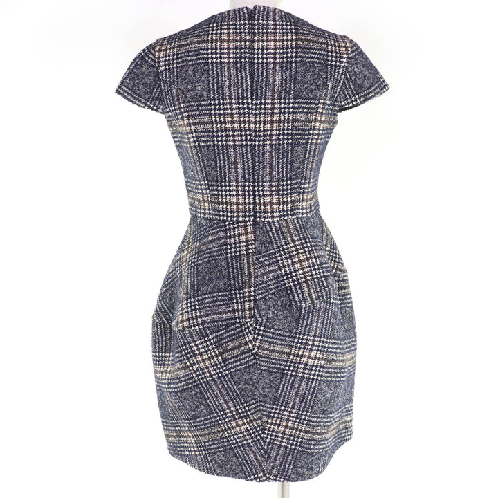Excellent YOKO CHAN one piece Glen Check Balloon Dress Navy 38 YCD-620-657