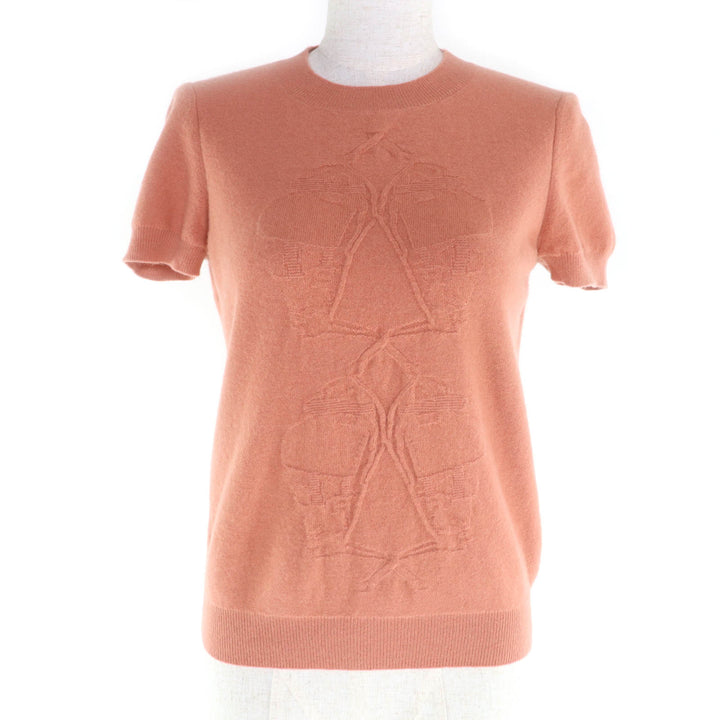 Excellent HERMES Short sleeve knit Brides de Gala Crew neck Orange wool Women 38