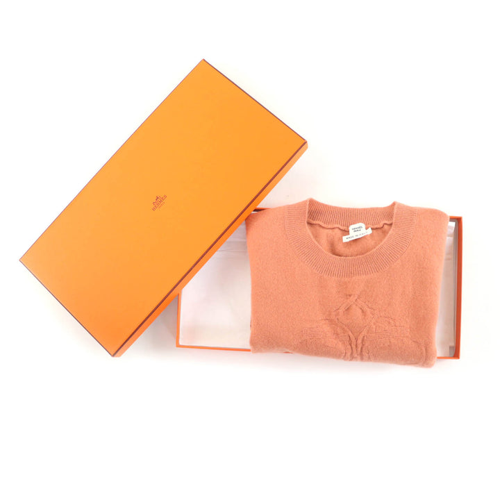 Excellent HERMES Short sleeve knit Brides de Gala Crew neck Orange wool Women 38