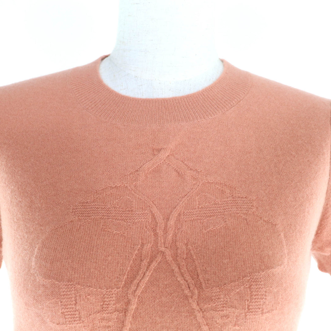 Excellent HERMES Short sleeve knit Brides de Gala Crew neck Orange wool Women 38