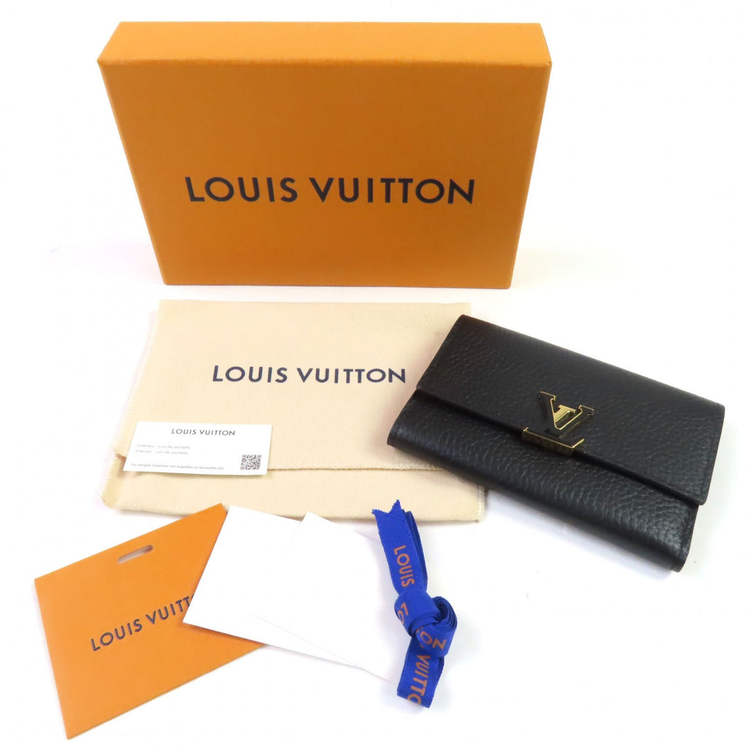 Excellent LOUIS VUITTON Bifold Wallet Portefeuille Compact Taurillon Clemence