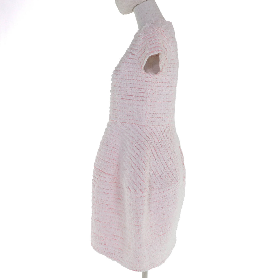 Pristine YOKO CHAN one piece Tweed balloon dress pink wool Women 38 YCD-321-791
