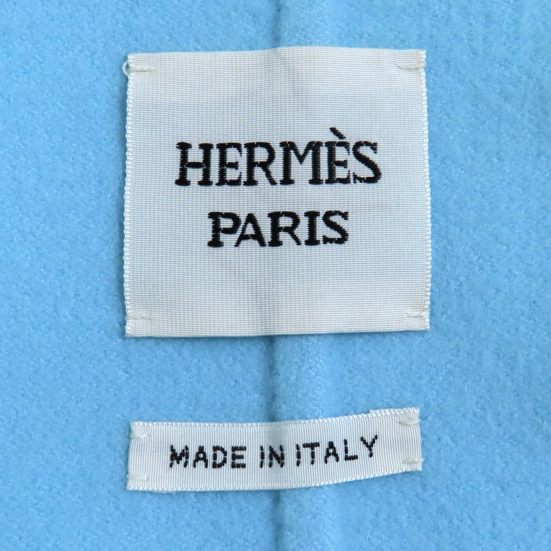 HERMES コート セリエ ボタン ベルト付き ベスト ライトブルー ベビーカシミア レディース 34