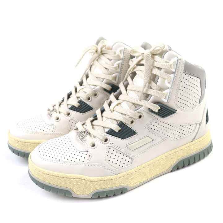 新品 GUCCI スニーカー インターロッキングG ハイトップ ホワイトカーキレザー レディース 36.5