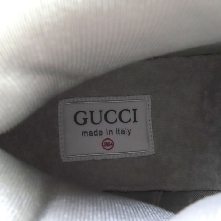 新品 GUCCI スニーカー インターロッキングG ハイトップ ホワイトカーキレザー レディース 36.5