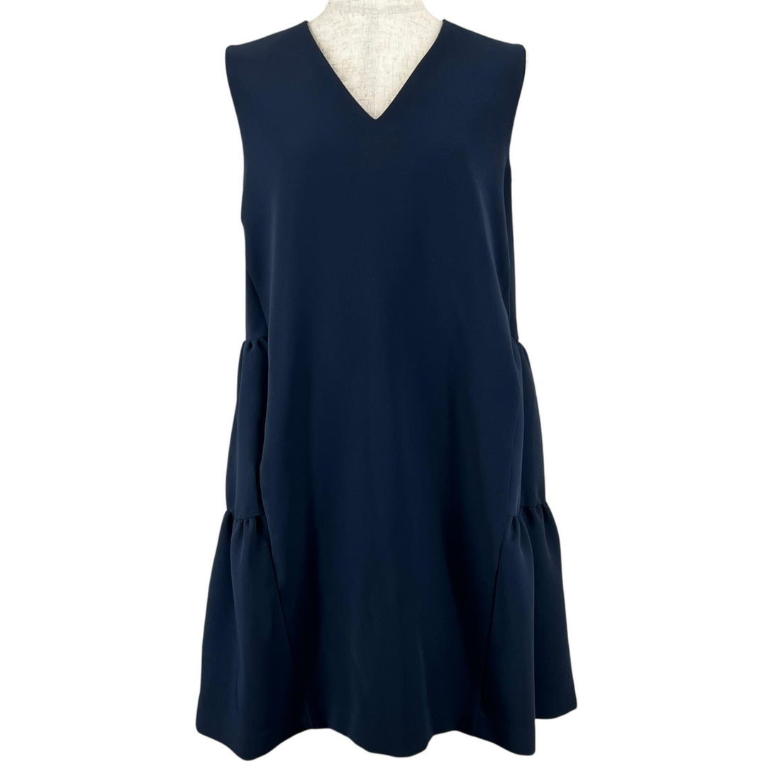 Excellent YOKO CHAN one piece V neck Navy polyester Women 36 YCD-619-459