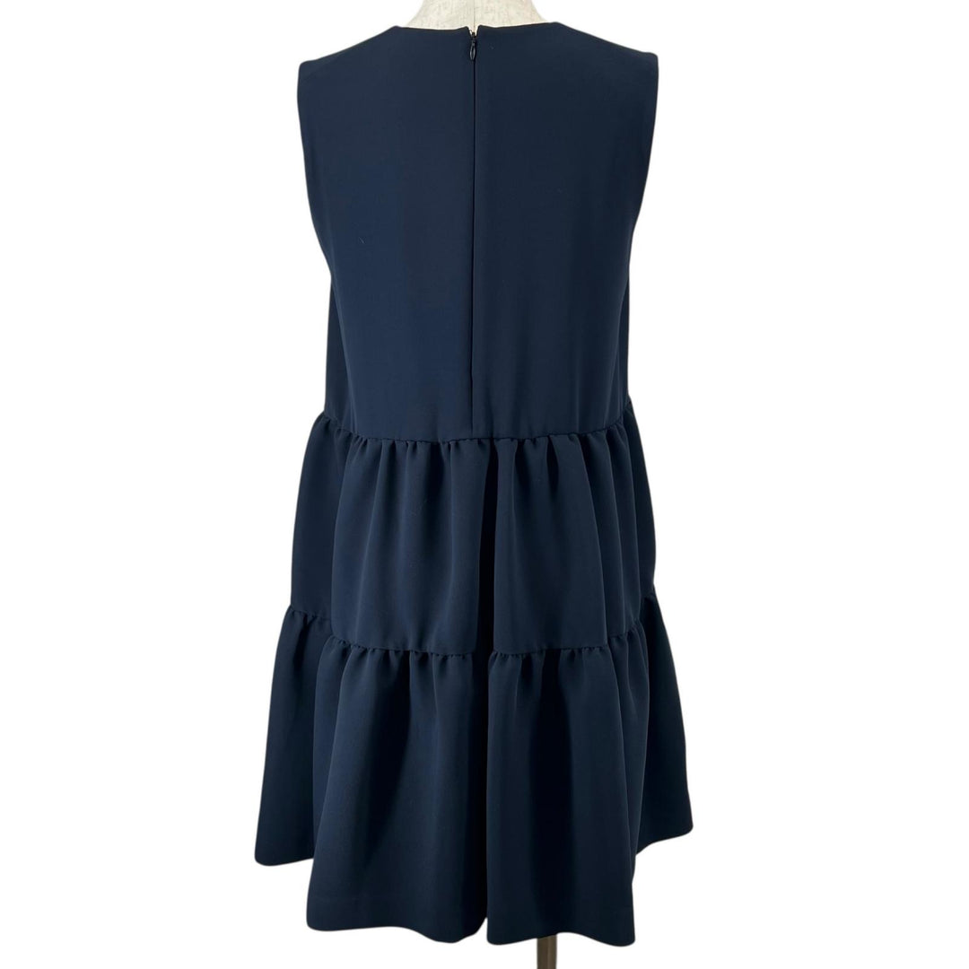 Excellent YOKO CHAN one piece V neck Navy polyester Women 36 YCD-619-459