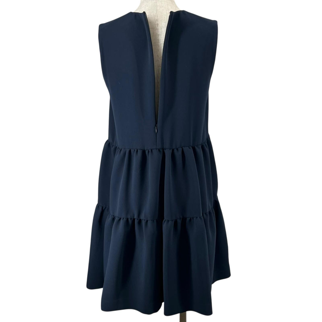 Excellent YOKO CHAN one piece V neck Navy polyester Women 36 YCD-619-459