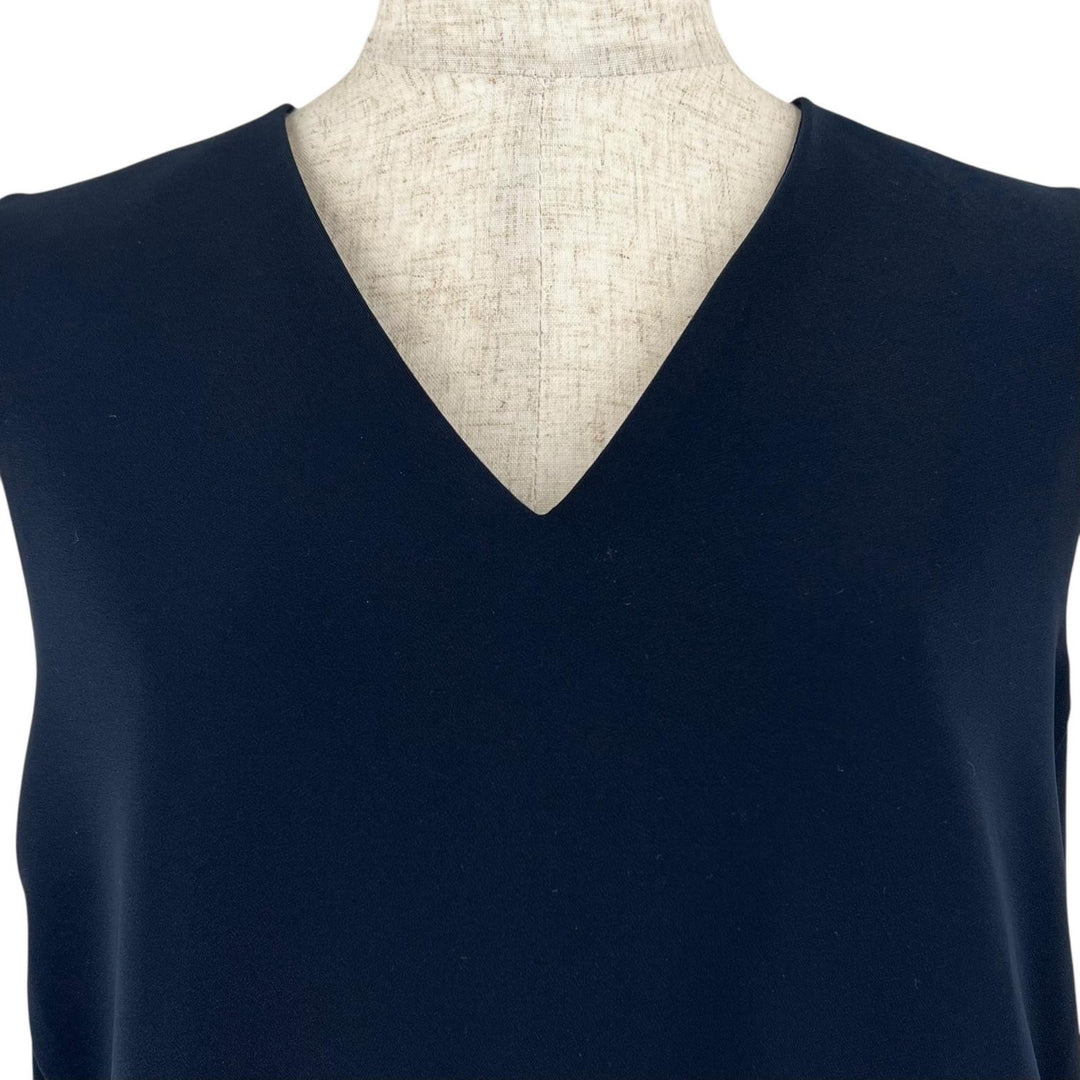 Excellent YOKO CHAN one piece V neck Navy polyester Women 36 YCD-619-459