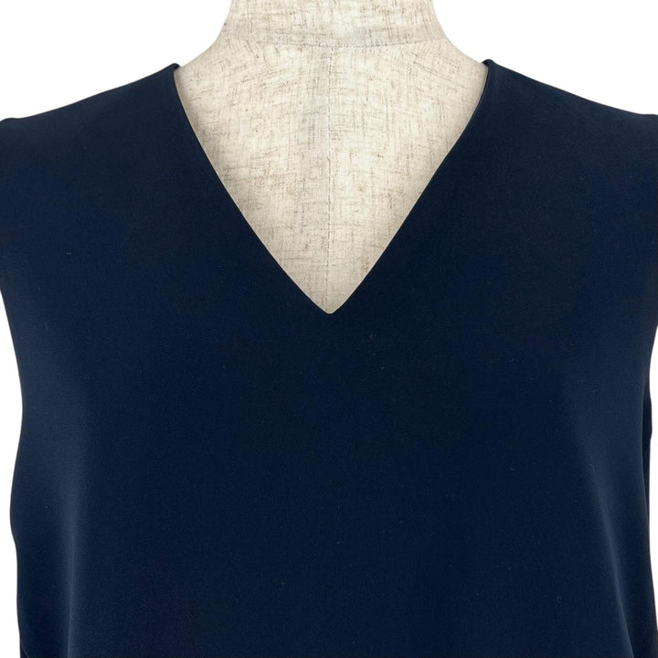 Excellent YOKO CHAN one piece V neck Navy polyester Women 36 YCD-619-459