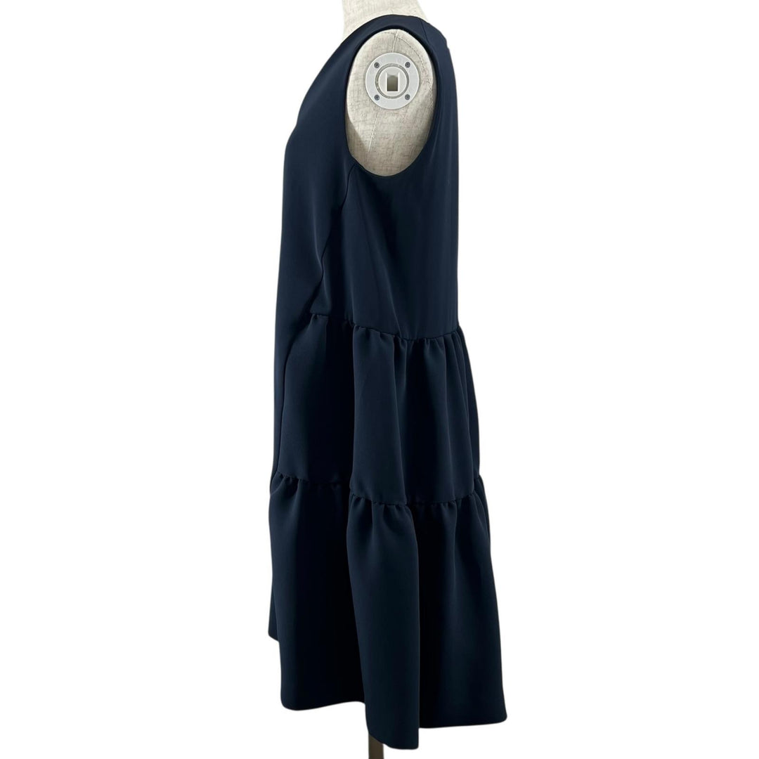 Excellent YOKO CHAN one piece V neck Navy polyester Women 36 YCD-619-459