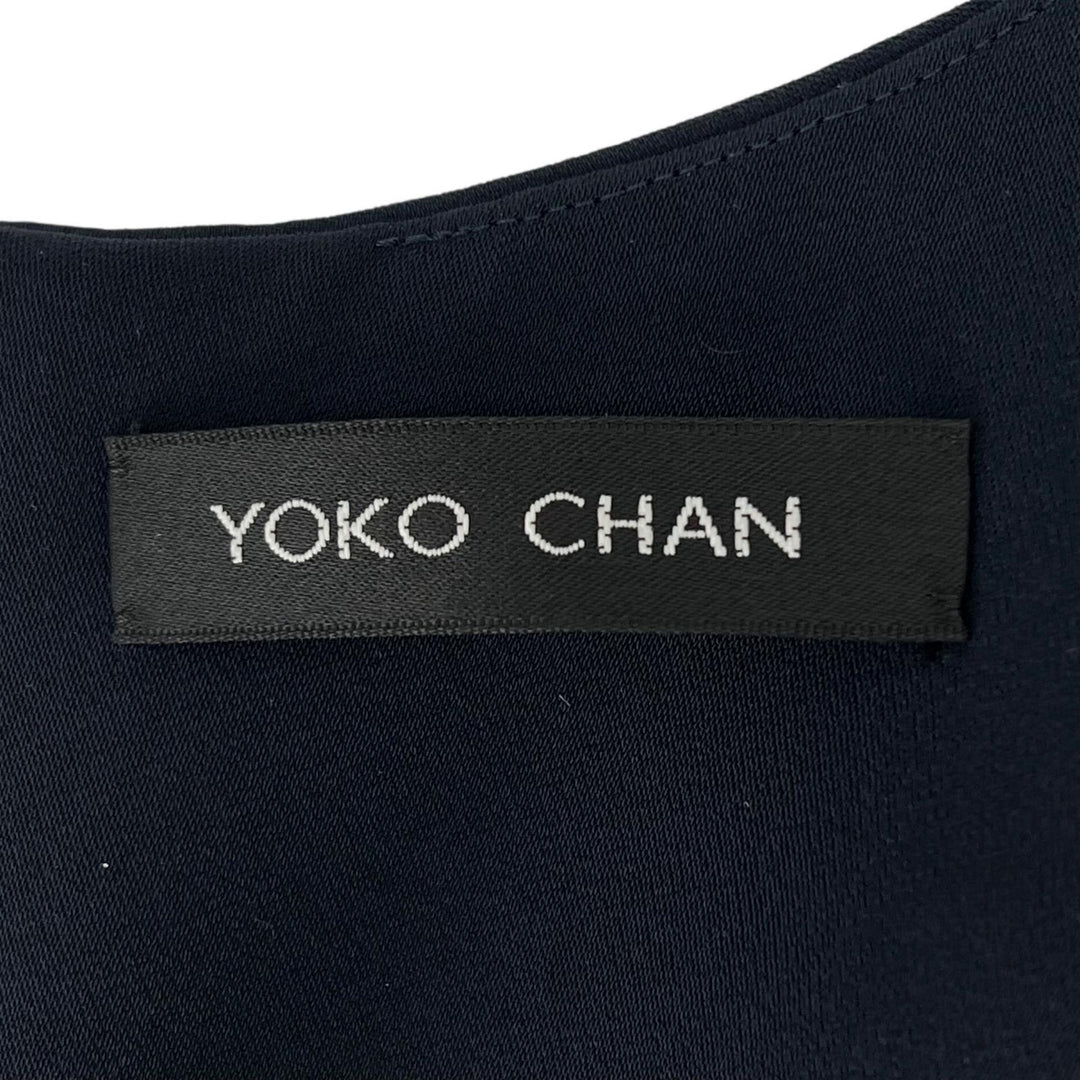 Excellent YOKO CHAN one piece V neck Navy polyester Women 36 YCD-619-459