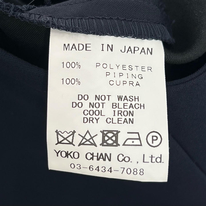 Excellent YOKO CHAN one piece V neck Navy polyester Women 36 YCD-619-459