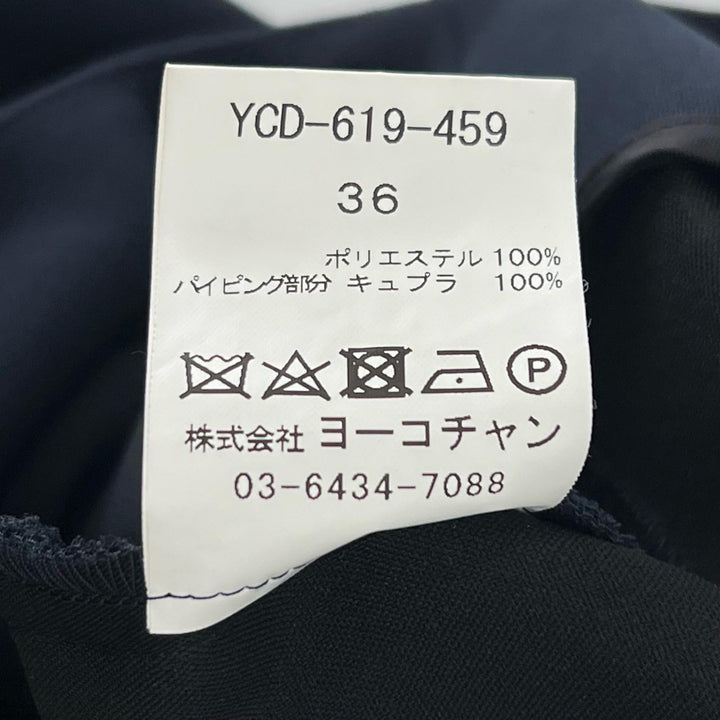 Excellent YOKO CHAN one piece V neck Navy polyester Women 36 YCD-619-459