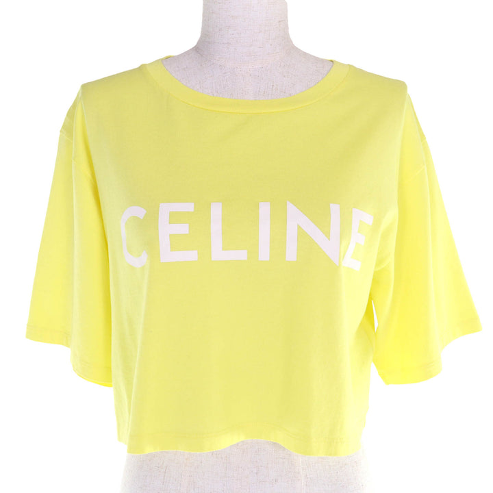 Excellent CELINE Short sleeve T-shirt Logo Print Crew Neck Cropped S 2X761671Q