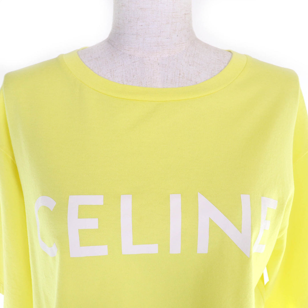 Excellent CELINE Short sleeve T-shirt Logo Print Crew Neck Cropped S 2X761671Q