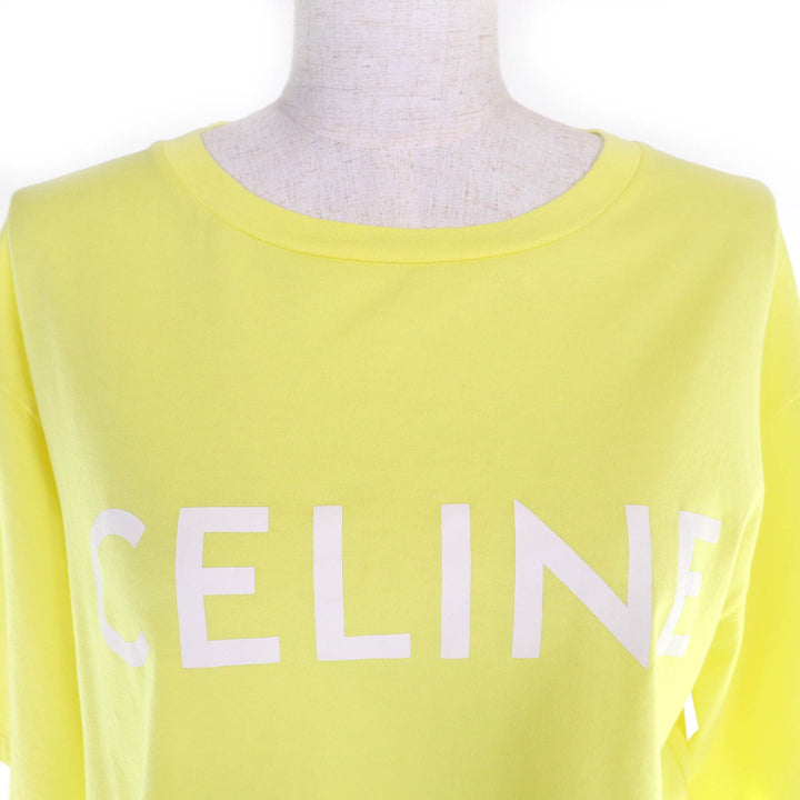 Excellent CELINE Short sleeve T-shirt Logo Print Crew Neck Cropped S 2X761671Q