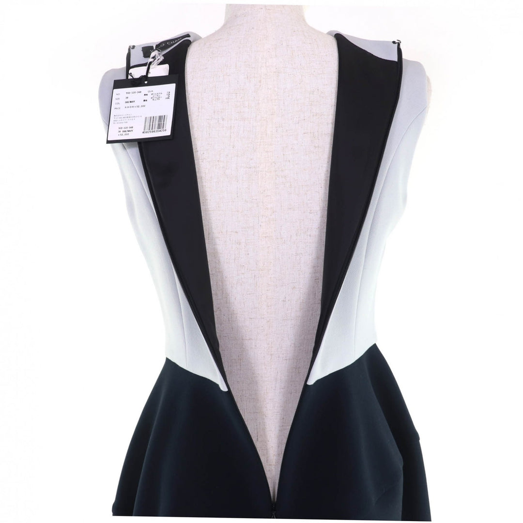 Pristine YOKO CHAN one piece Sleeveless with fake pearls navy 38 YCD-120-568