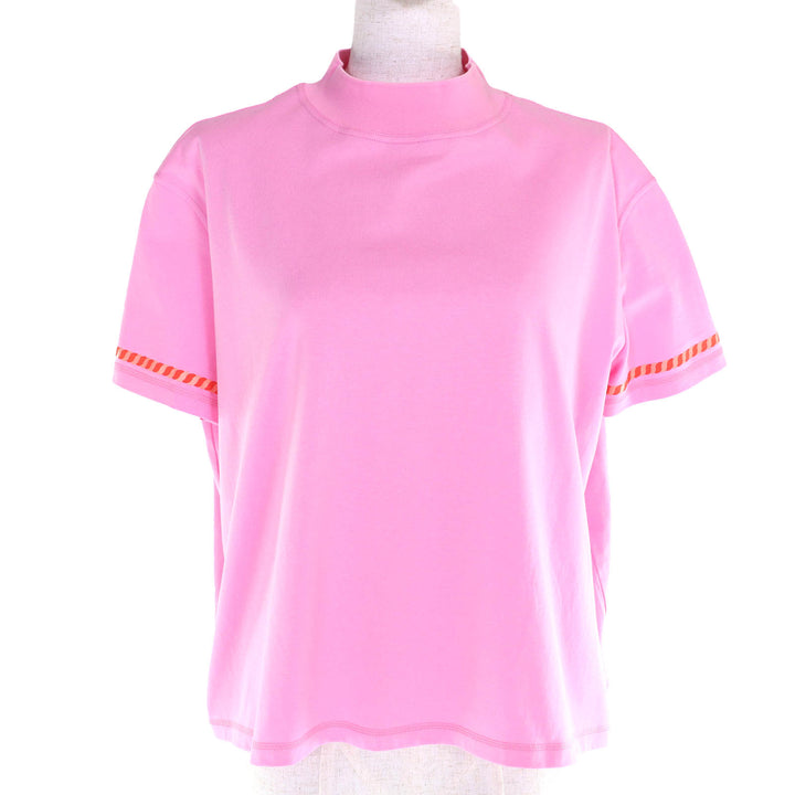 Excellent HERMES Short sleeve T-shirt cartouche Mock neck pink 36 3E4621DL