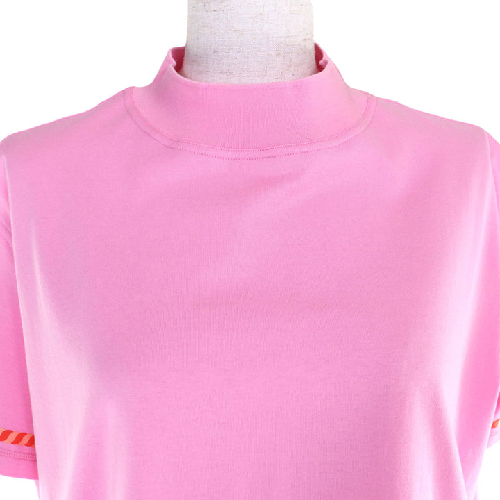 Excellent HERMES Short sleeve T-shirt cartouche Mock neck pink 36 3E4621DL