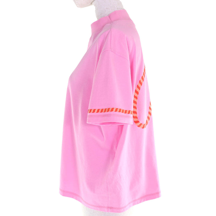 Excellent HERMES Short sleeve T-shirt cartouche Mock neck pink 36 3E4621DL