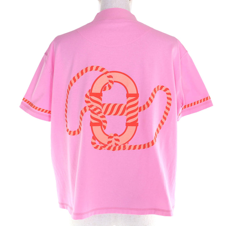 Excellent HERMES Short sleeve T-shirt cartouche Mock neck pink 36 3E4621DL