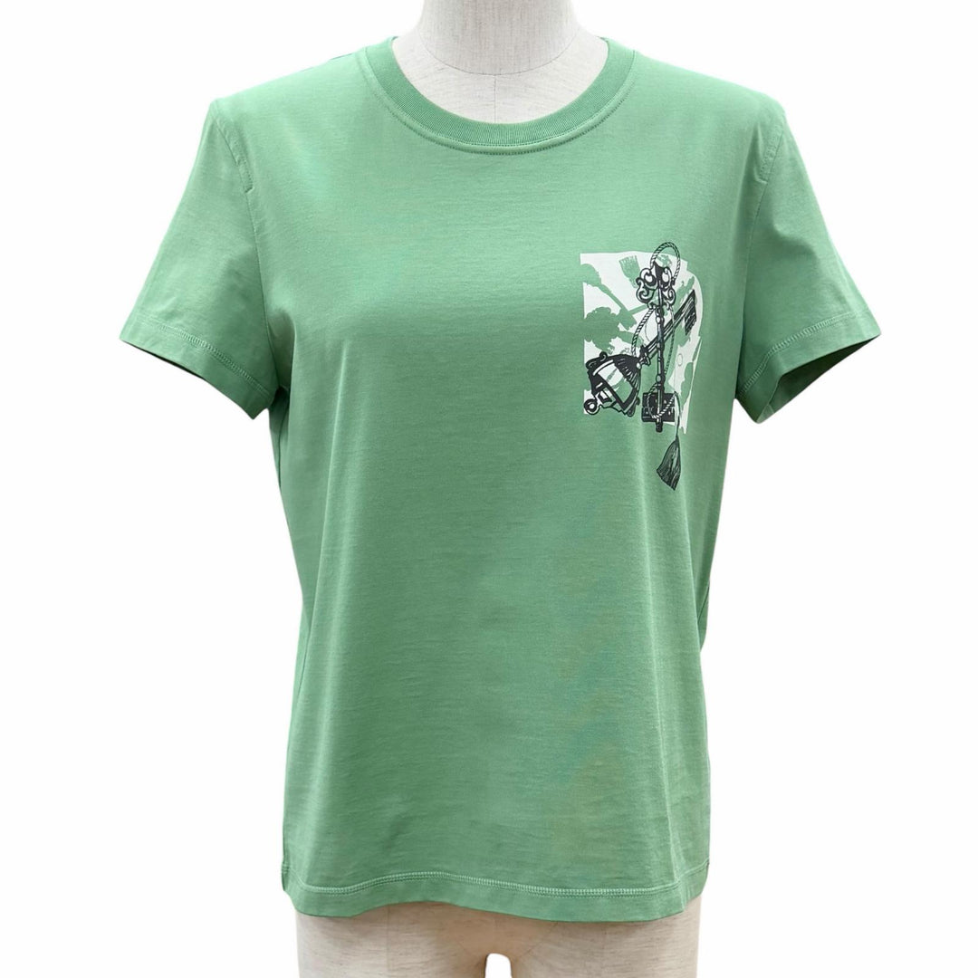 Pristine HERMES Short sleeve T-shirt cartouche Vert Opaline 36 5E4634DA
