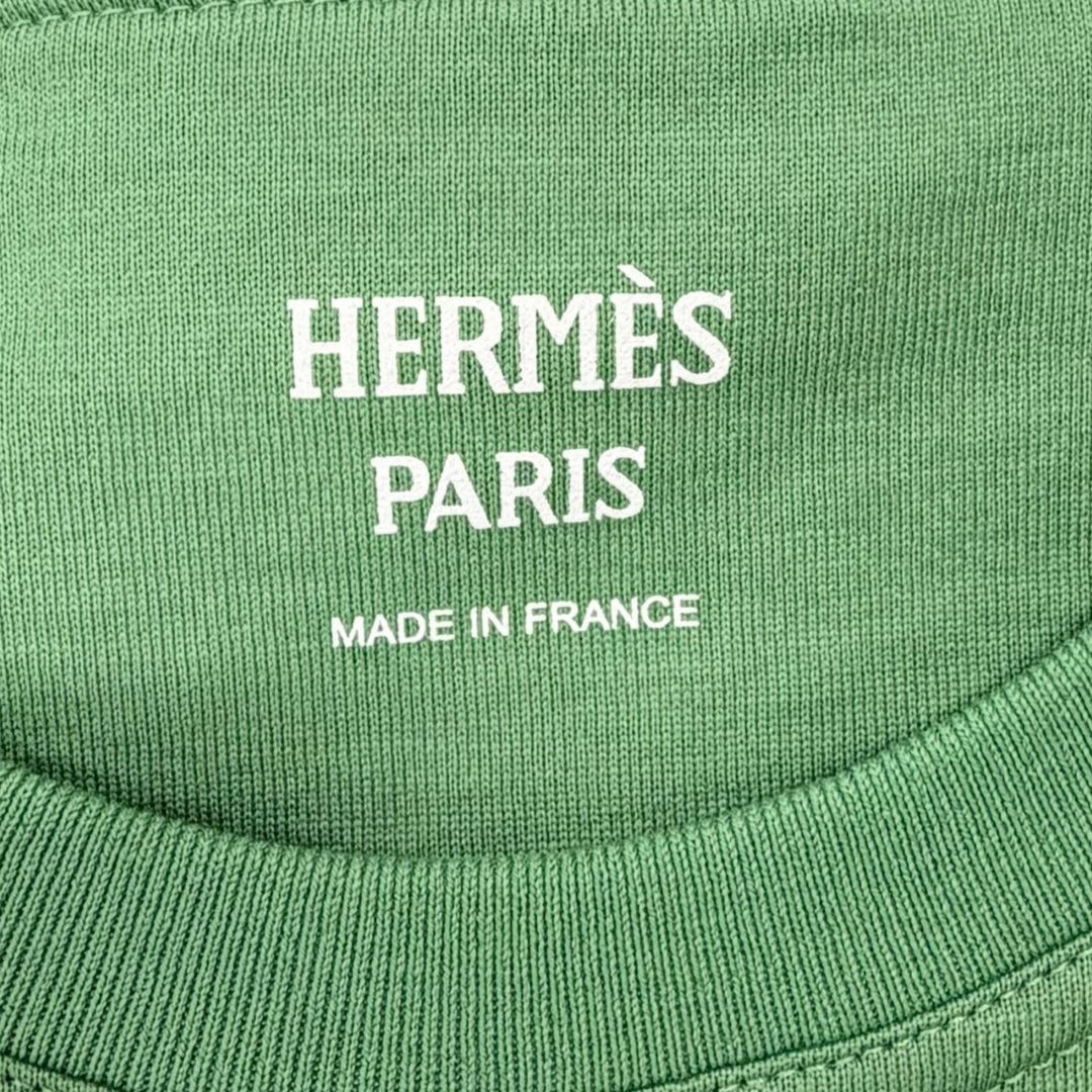 Pristine HERMES Short sleeve T-shirt cartouche Vert Opaline 36 5E4634DA