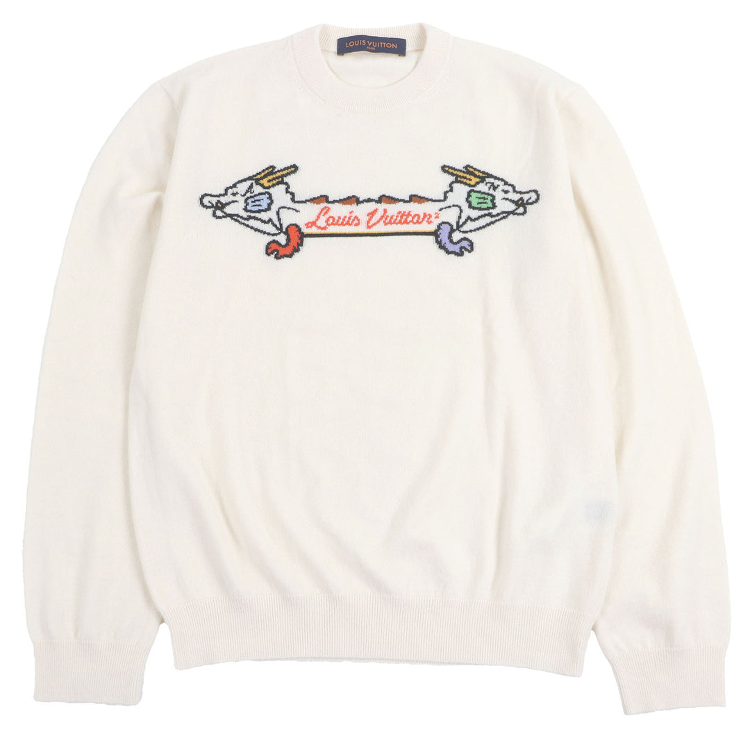 良品 ルイヴィトン NIGO セーター インターシャジャガード ドラゴン