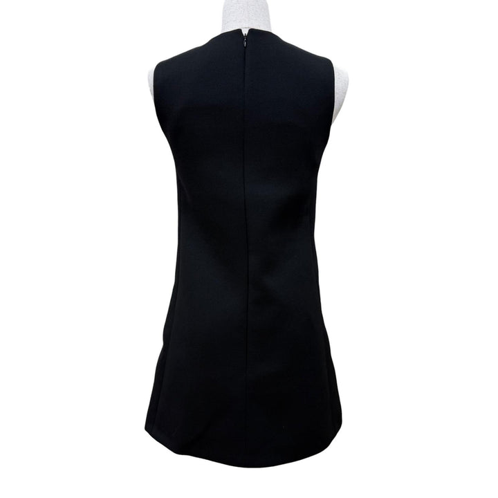 Excellent CELINE one piece Triomphe gold button sleeveless top black wool 34