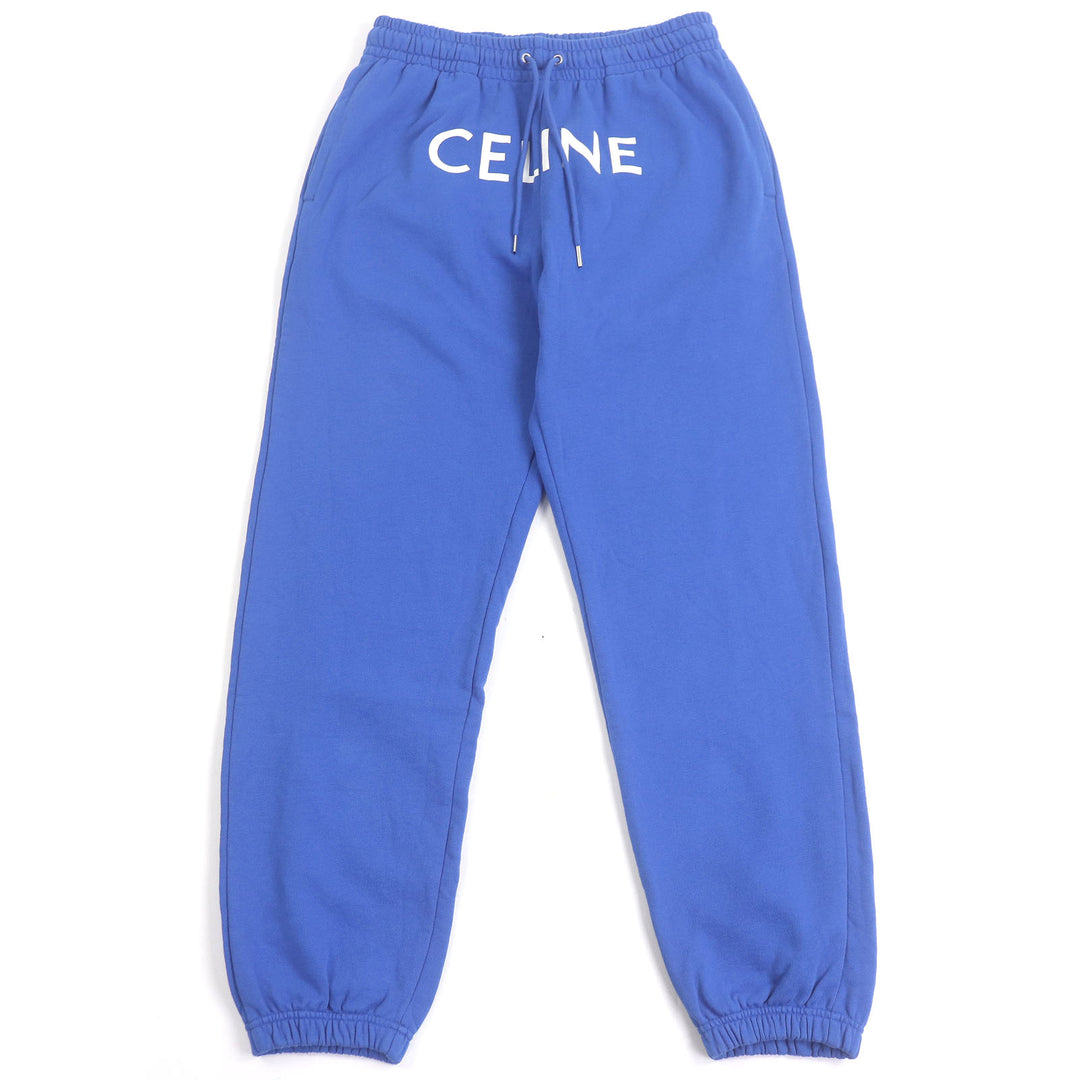 CELINE パンツ ロゴプリント スウェットパンツ ジョガー ブルー コットン メンズ L 2Z056052H 美品