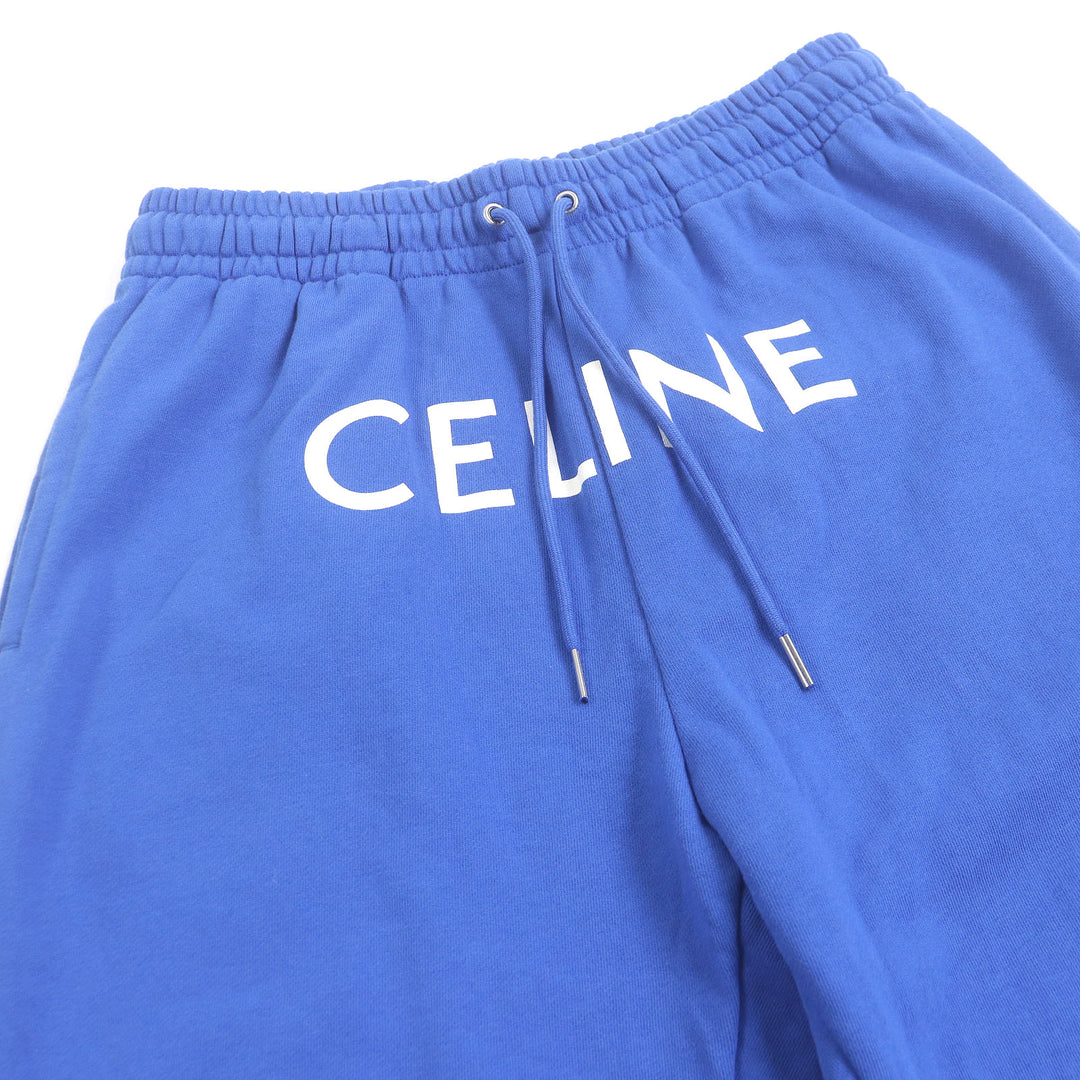 CELINE パンツ ロゴプリント スウェットパンツ ジョガー ブルー コットン メンズ L 2Z056052H 美品
