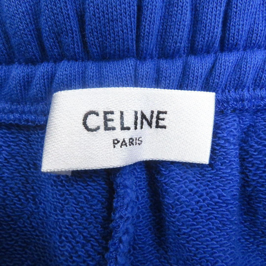 CELINE パンツ ロゴプリント スウェットパンツ ジョガー ブルー コットン メンズ L 2Z056052H 美品