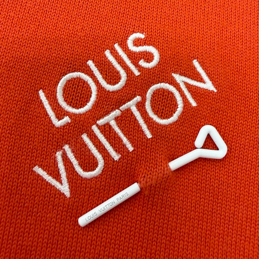Great LOUIS VUITTON Short sleeve knit signature logo Red mens L