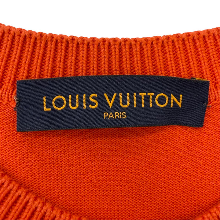 Great LOUIS VUITTON Short sleeve knit signature logo Red mens L