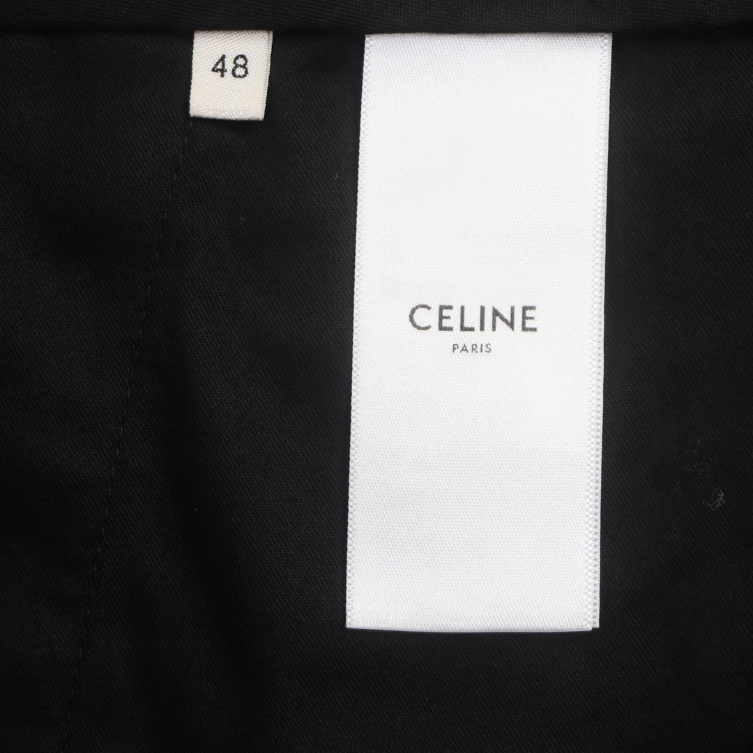 CELINE スラックス グレンチェック柄パンツ グレー ウール メンズ 48 2P032709T 美品