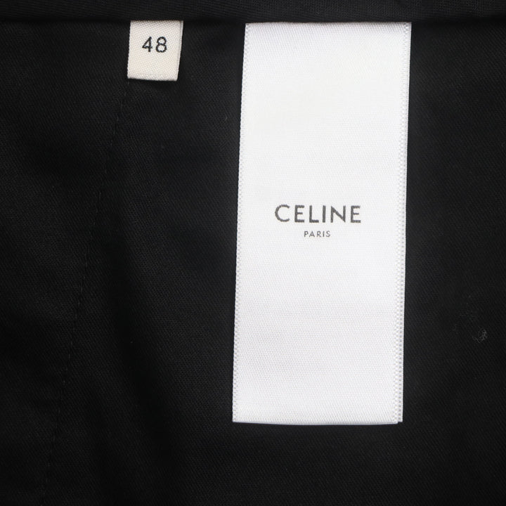 CELINE スラックス グレンチェック柄パンツ グレー ウール メンズ 48 2P032709T 美品